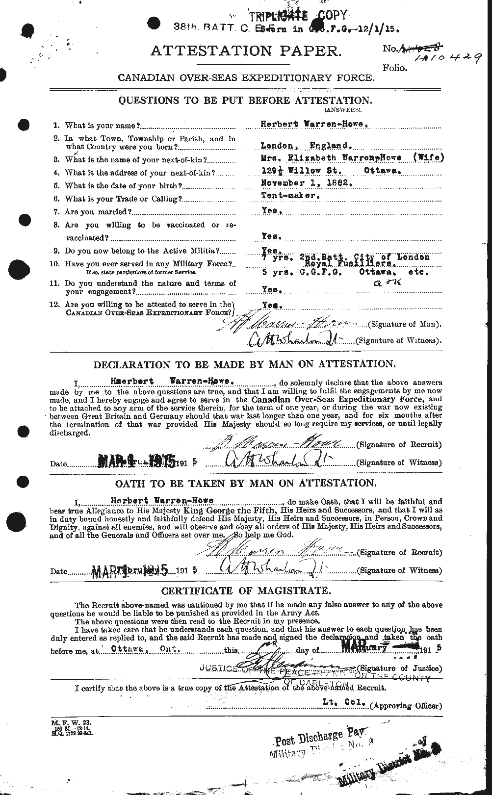 Personnel Records of the First World War - CEF 658700a
