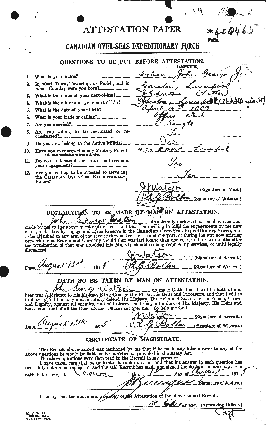 Personnel Records of the First World War - CEF 659054a