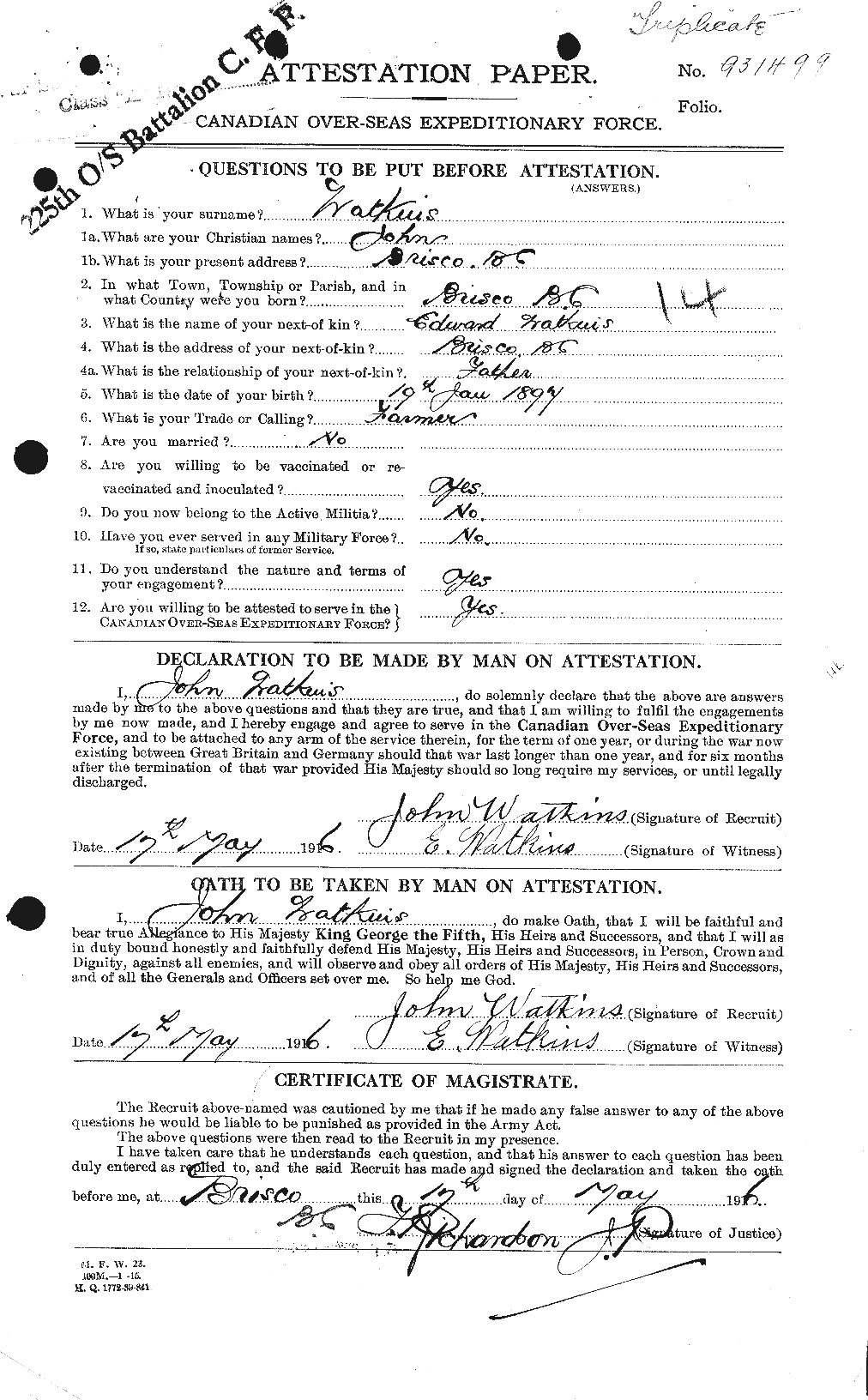 Personnel Records of the First World War - CEF 659250a