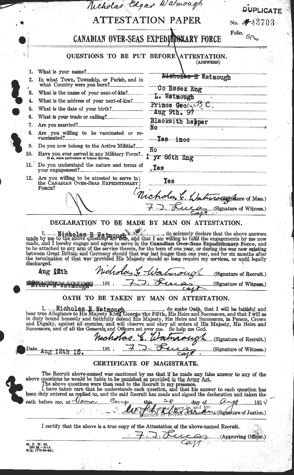 Personnel Records of the First World War - CEF 659372a