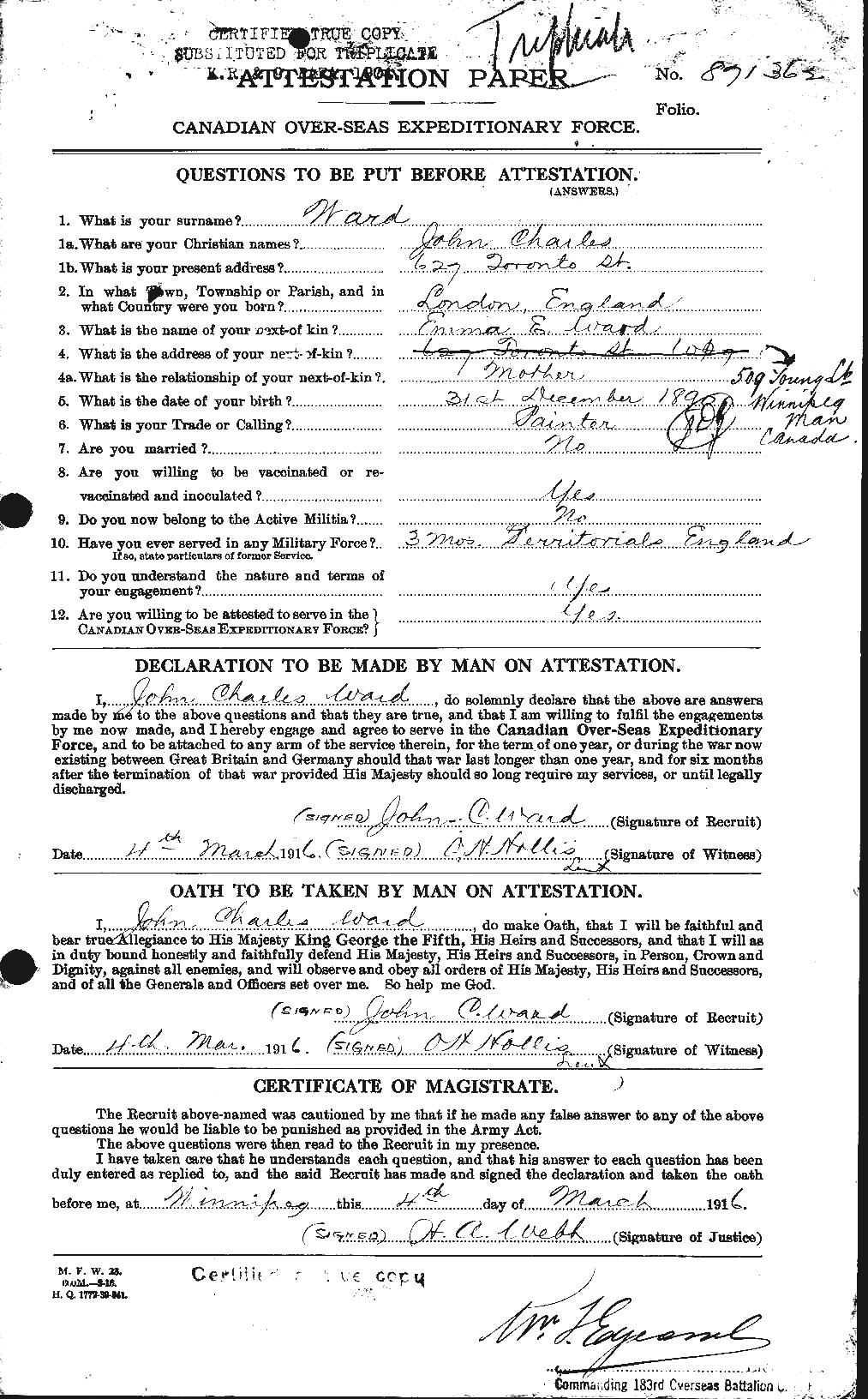 Personnel Records of the First World War - CEF 659514a