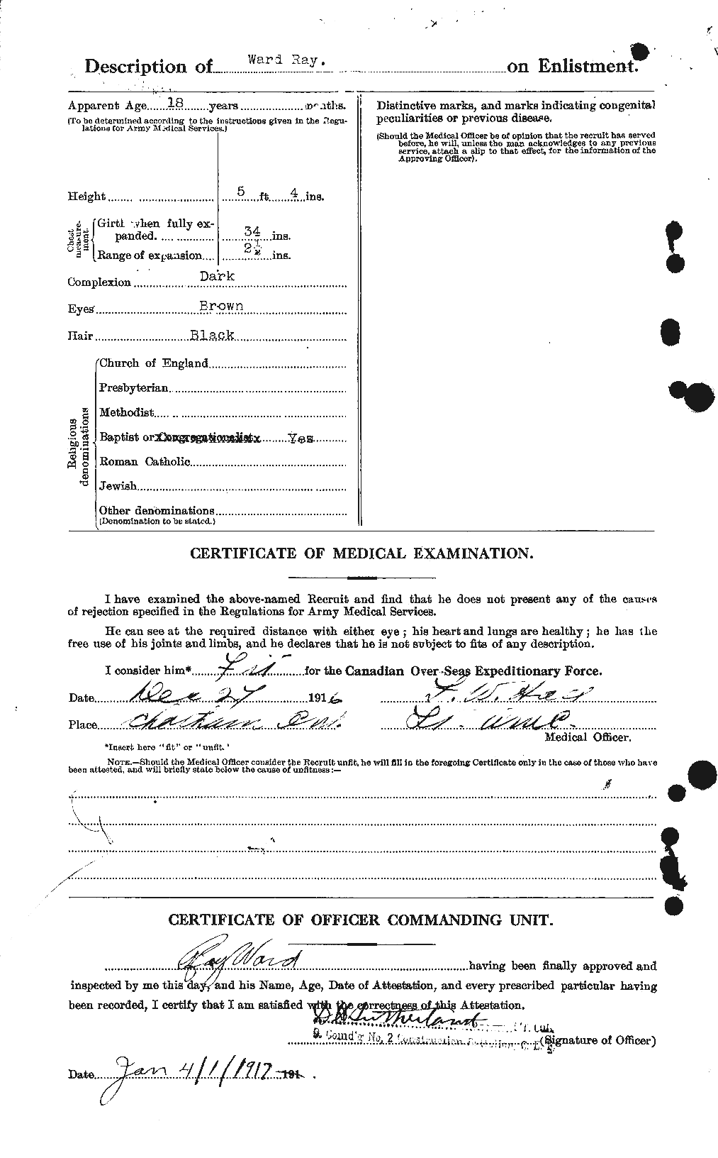 Dossiers du Personnel de la Première Guerre mondiale - CEC 659637b