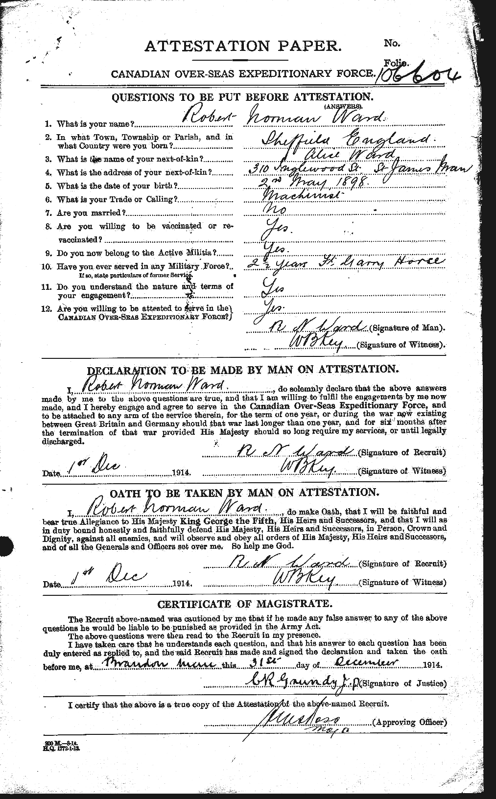 Personnel Records of the First World War - CEF 659671a