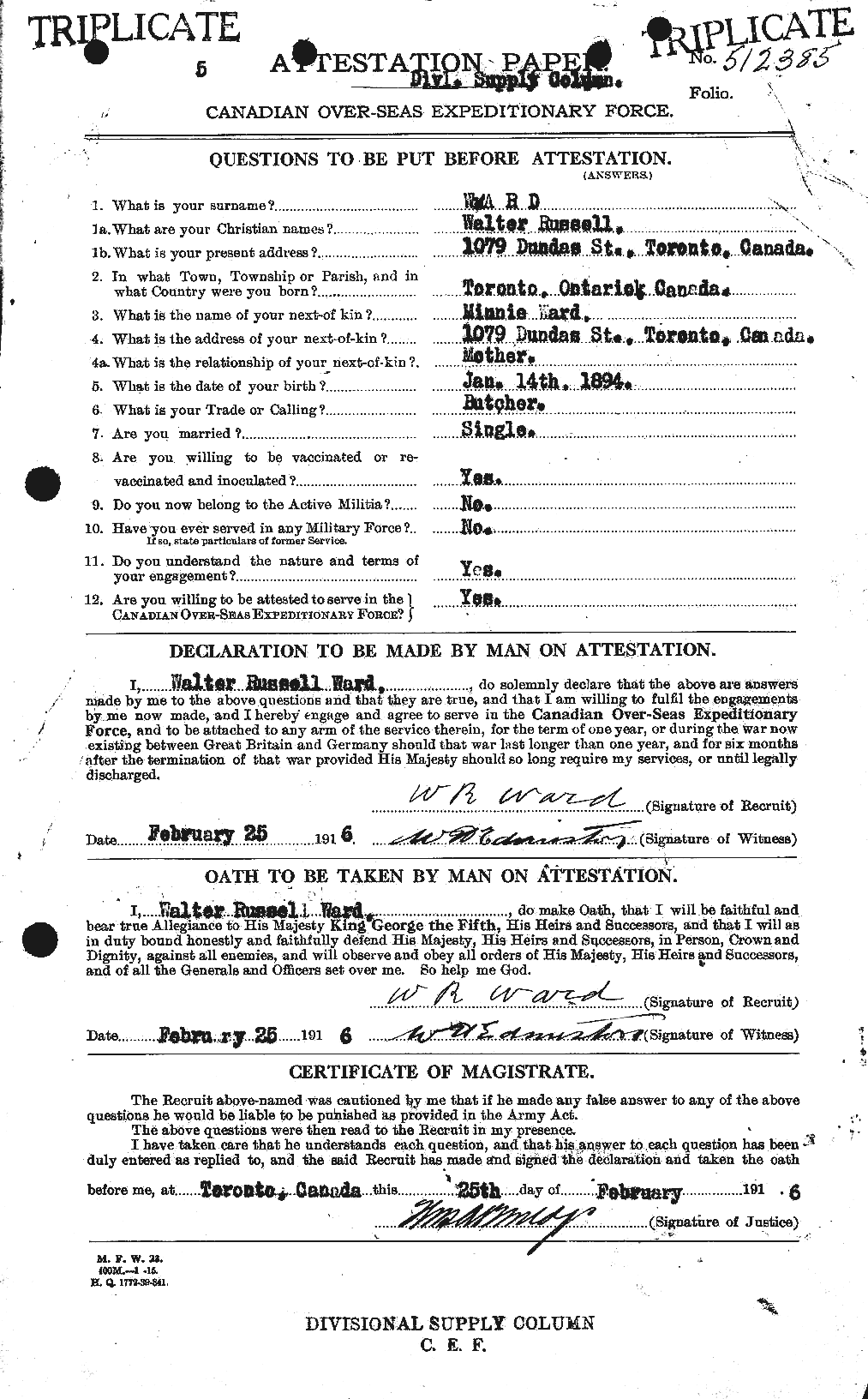 Personnel Records of the First World War - CEF 659761a