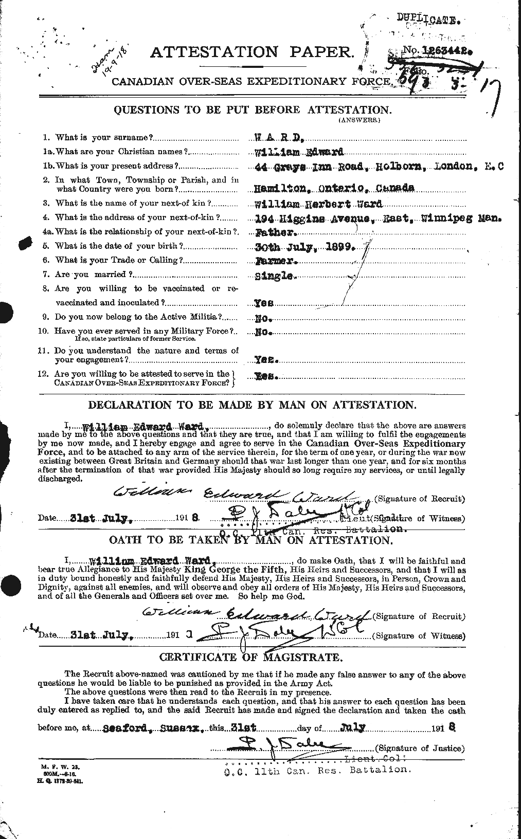 Personnel Records of the First World War - CEF 659810a