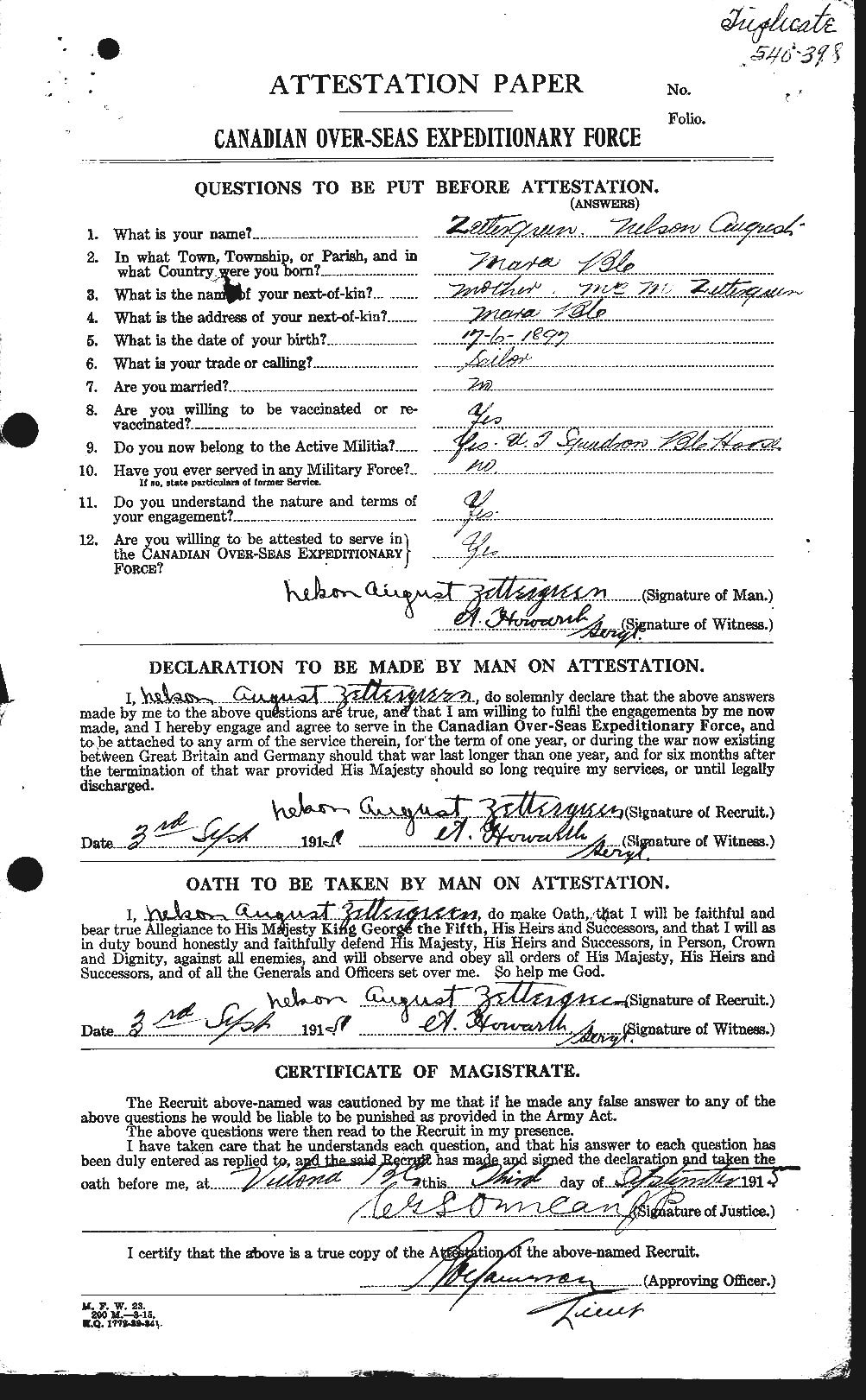 Personnel Records of the First World War - CEF 660136a