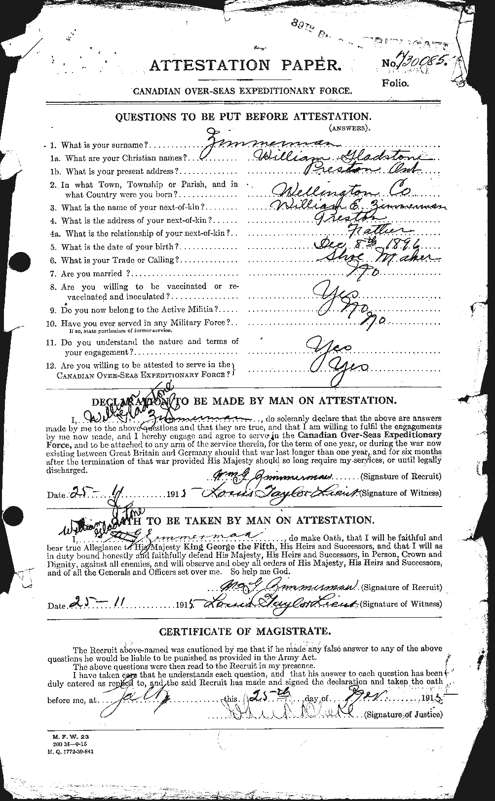 Personnel Records of the First World War - CEF 660270a