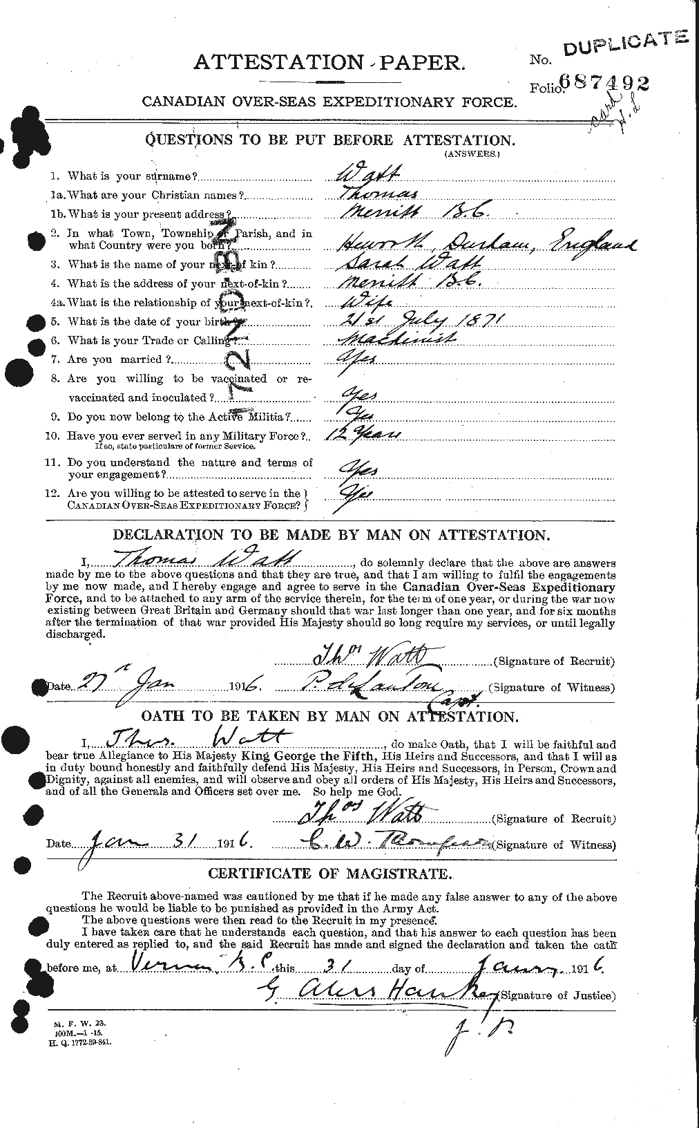 Personnel Records of the First World War - CEF 660541a