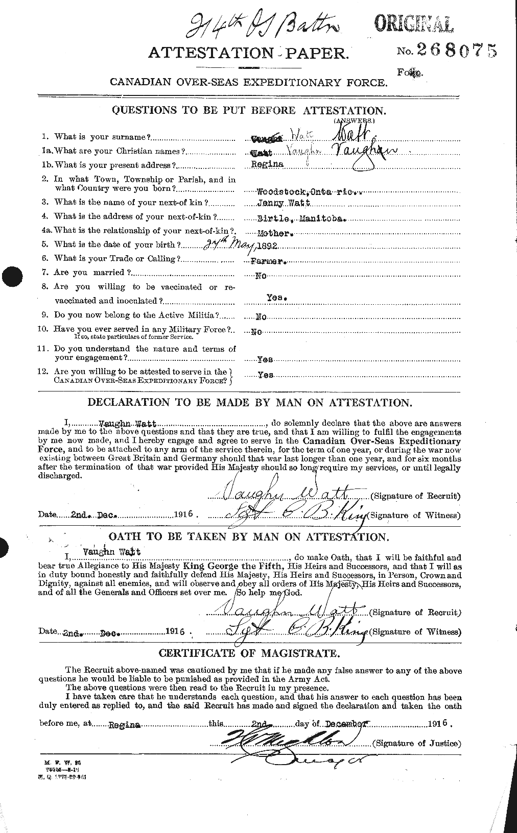 Personnel Records of the First World War - CEF 660552a