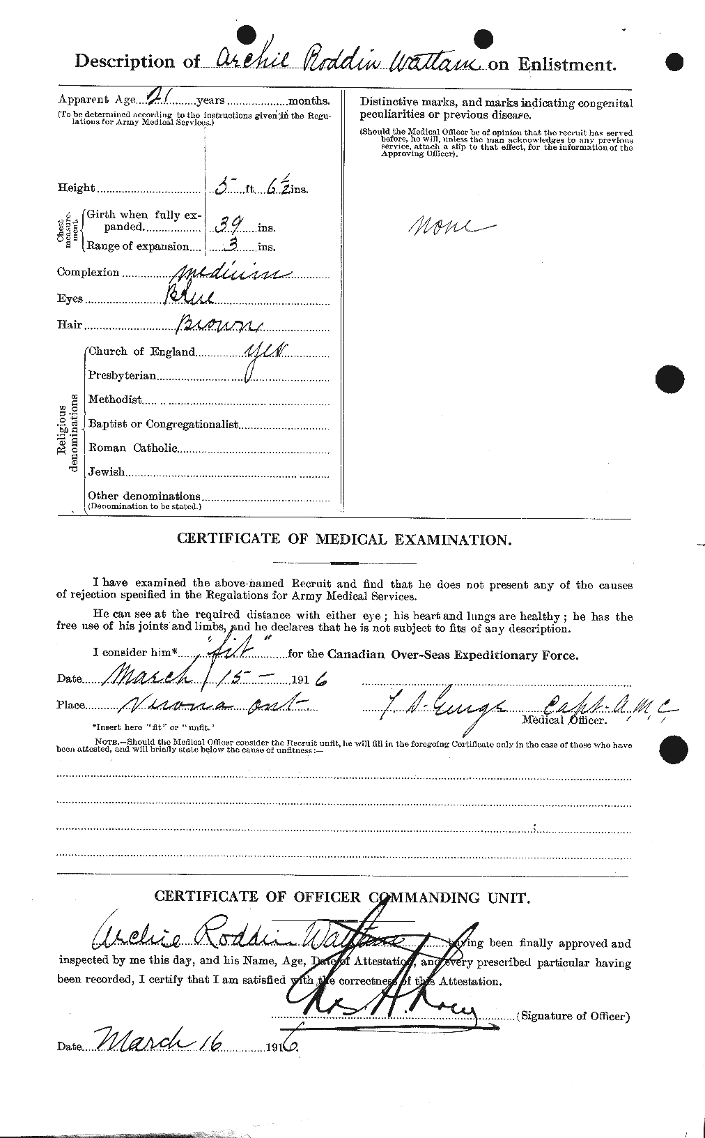 Dossiers du Personnel de la Première Guerre mondiale - CEC 660584b
