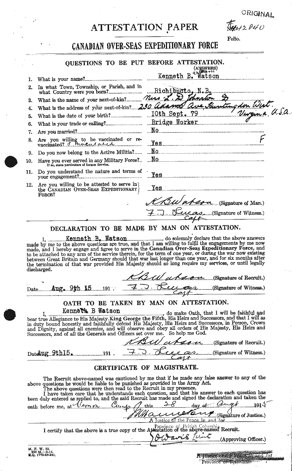 Personnel Records of the First World War - CEF 661080a