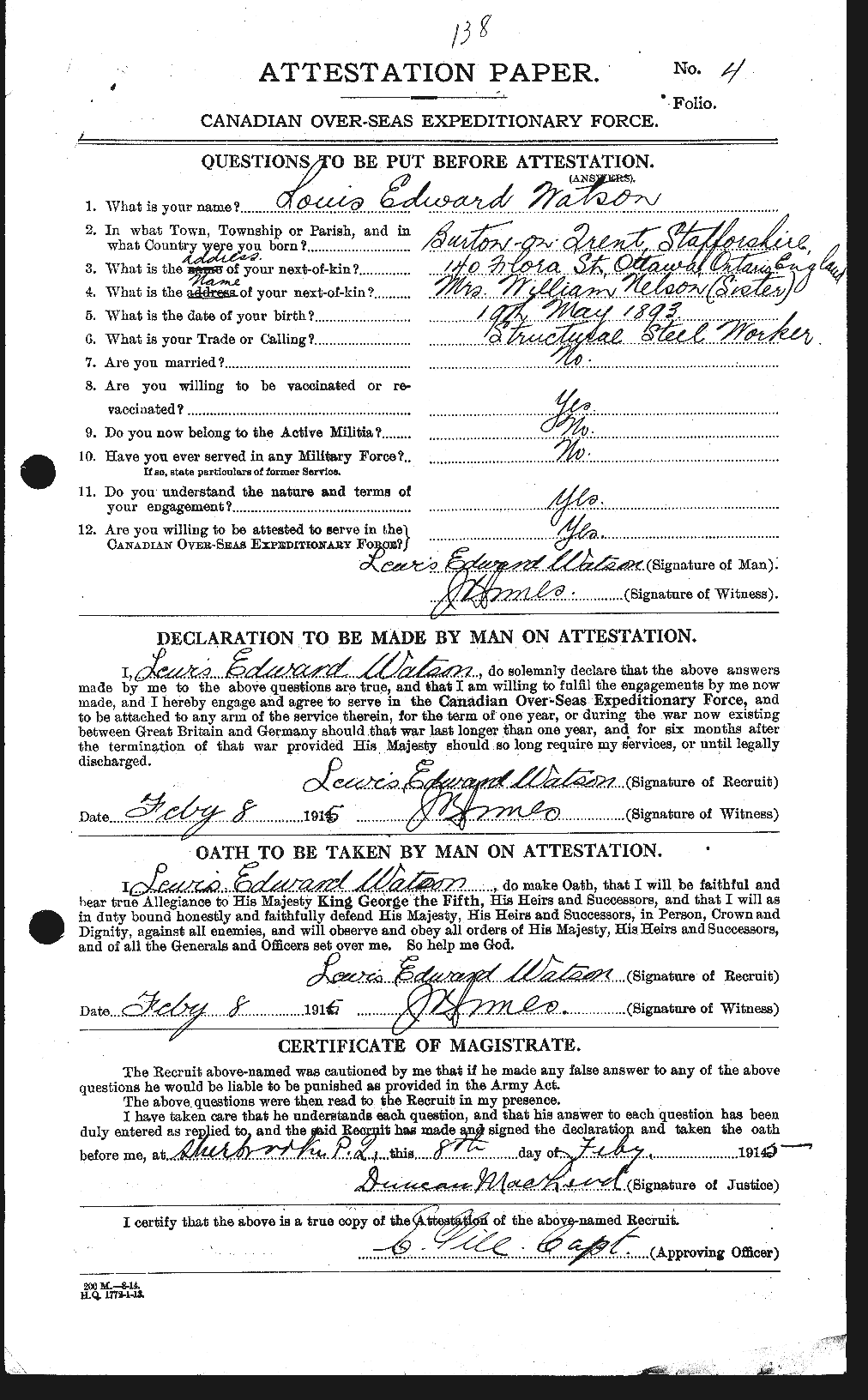 Personnel Records of the First World War - CEF 661106a