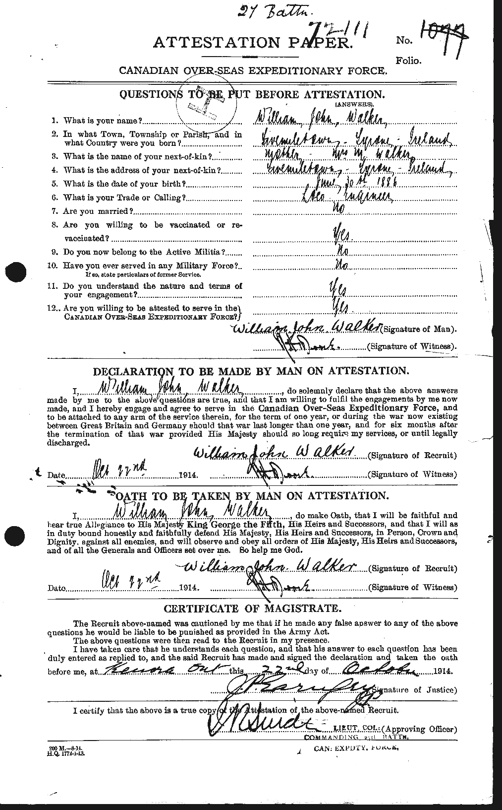 Personnel Records of the First World War - CEF 661448a