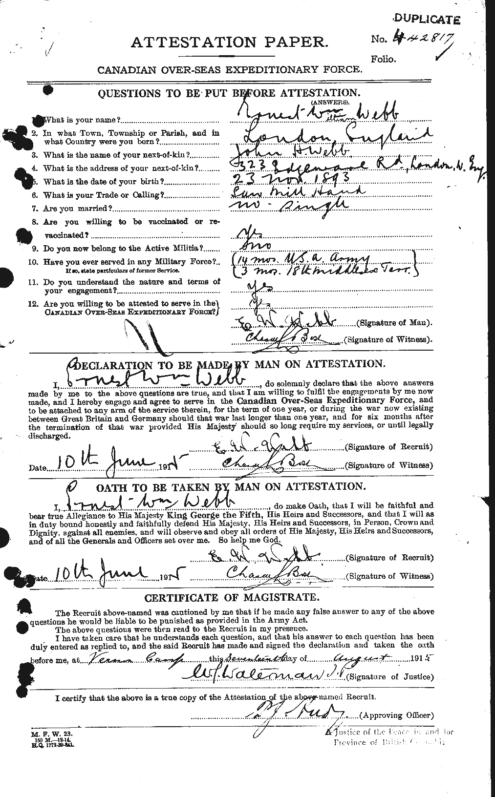 Personnel Records of the First World War - CEF 661767a