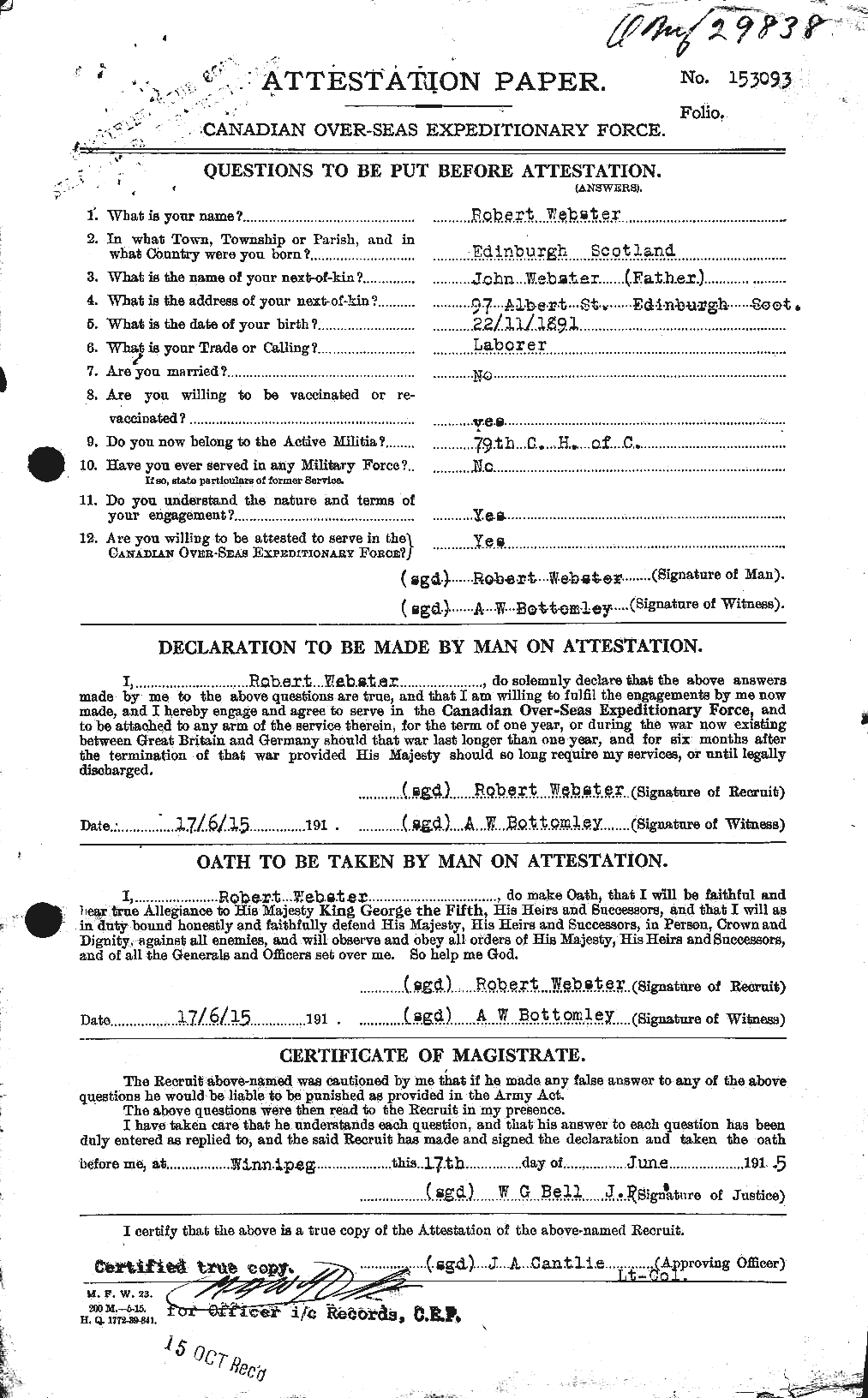 Personnel Records of the First World War - CEF 661953a