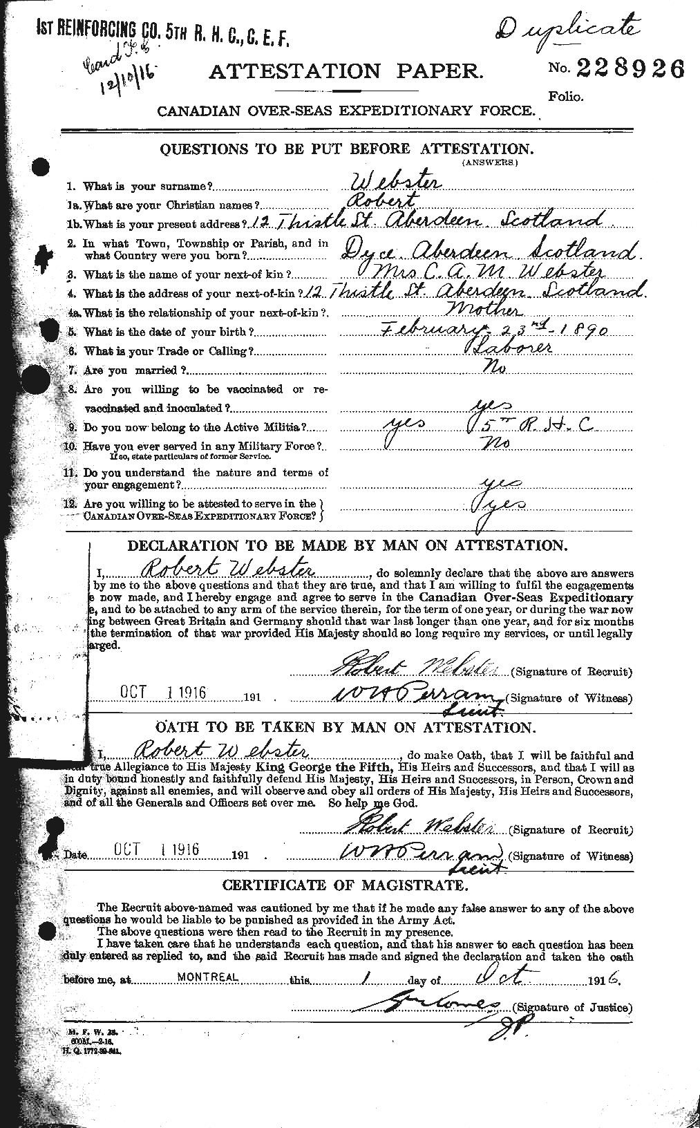 Personnel Records of the First World War - CEF 661956a