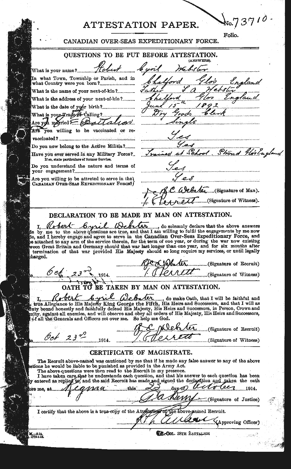 Personnel Records of the First World War - CEF 661961a