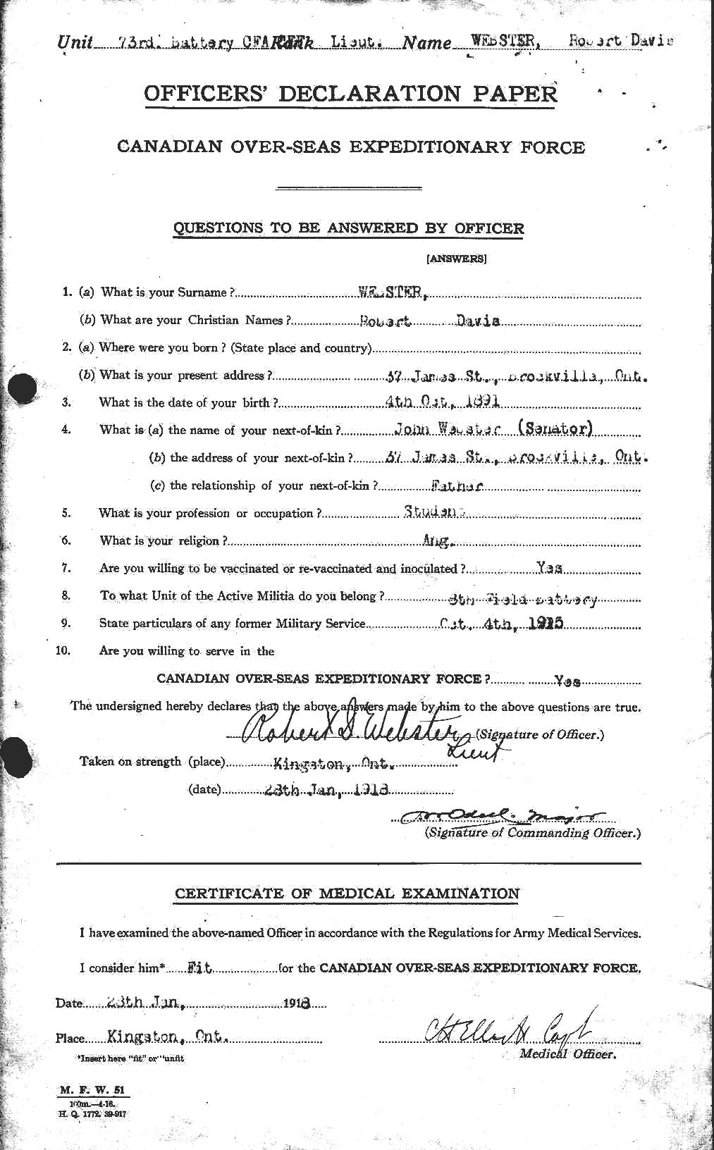 Personnel Records of the First World War - CEF 661962a