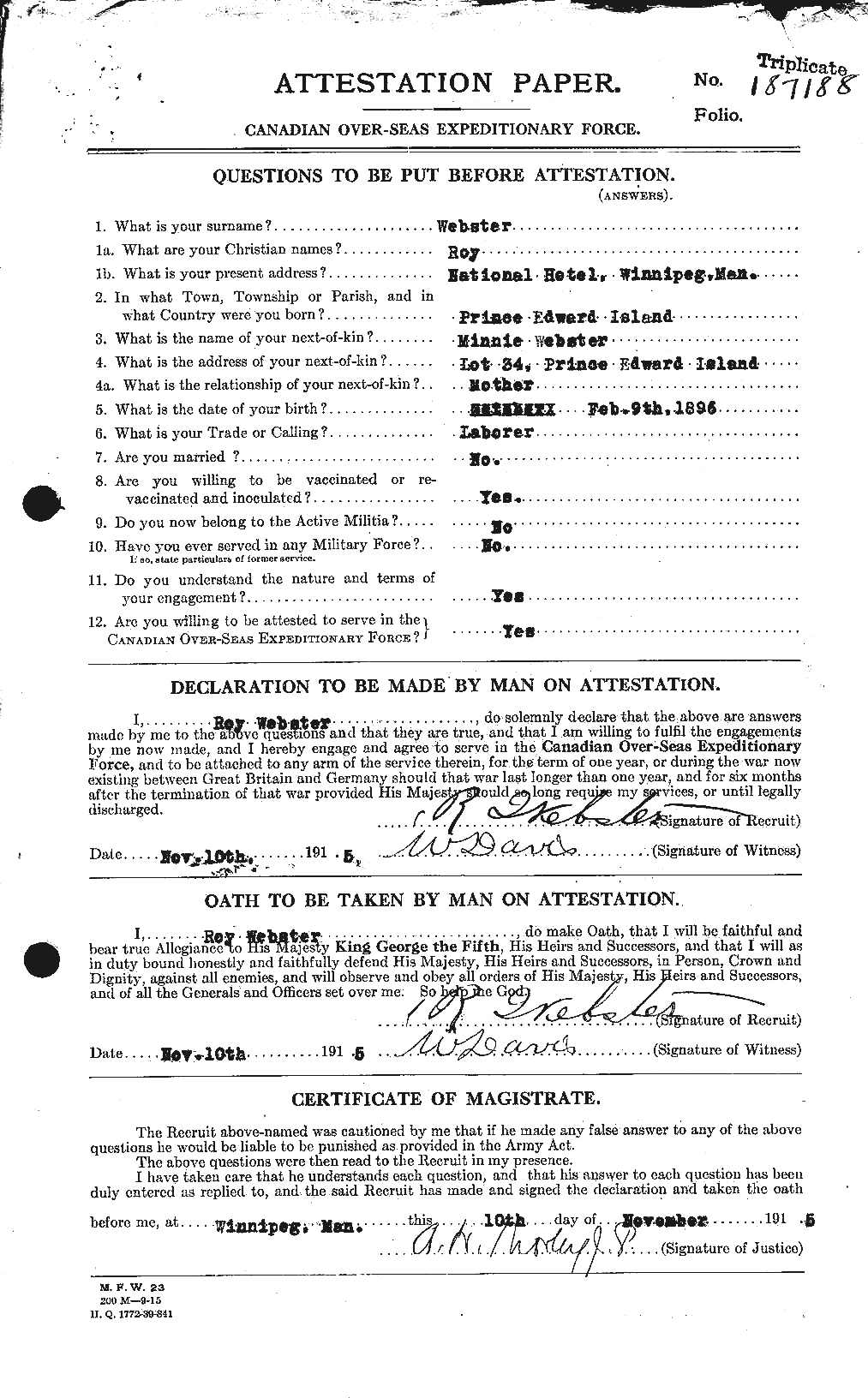 Personnel Records of the First World War - CEF 661972a