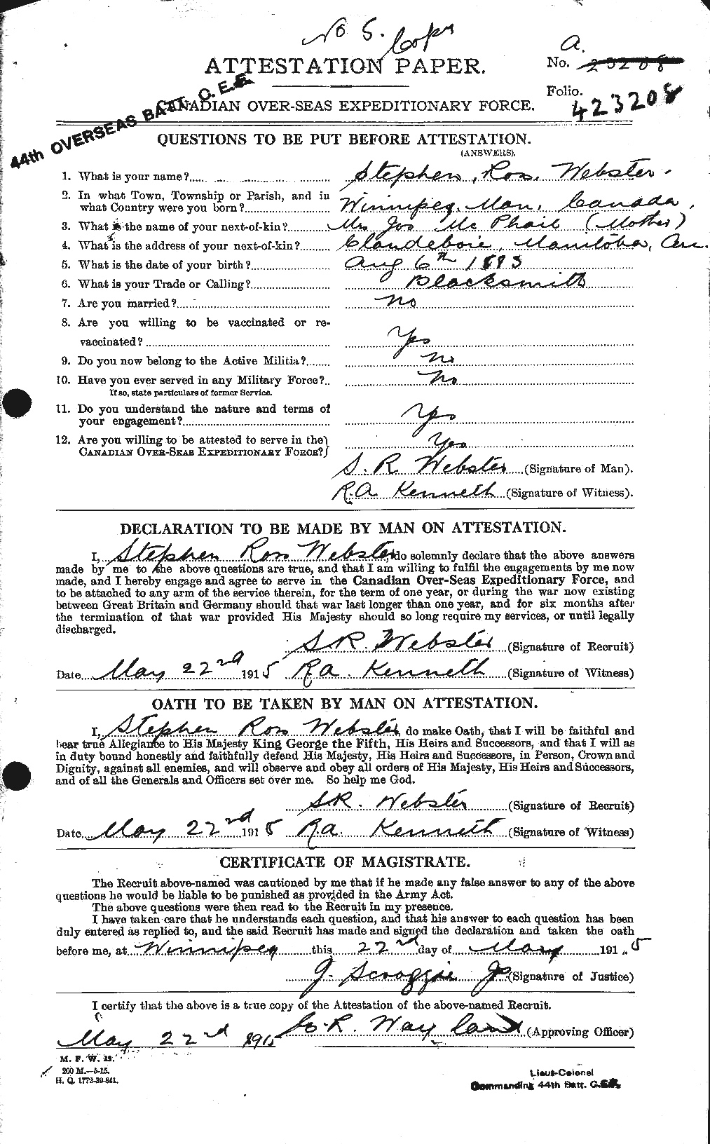 Personnel Records of the First World War - CEF 661980a