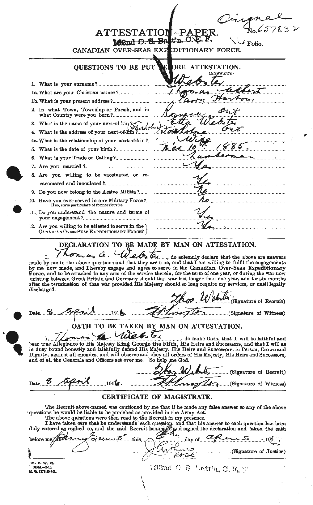 Personnel Records of the First World War - CEF 661989a