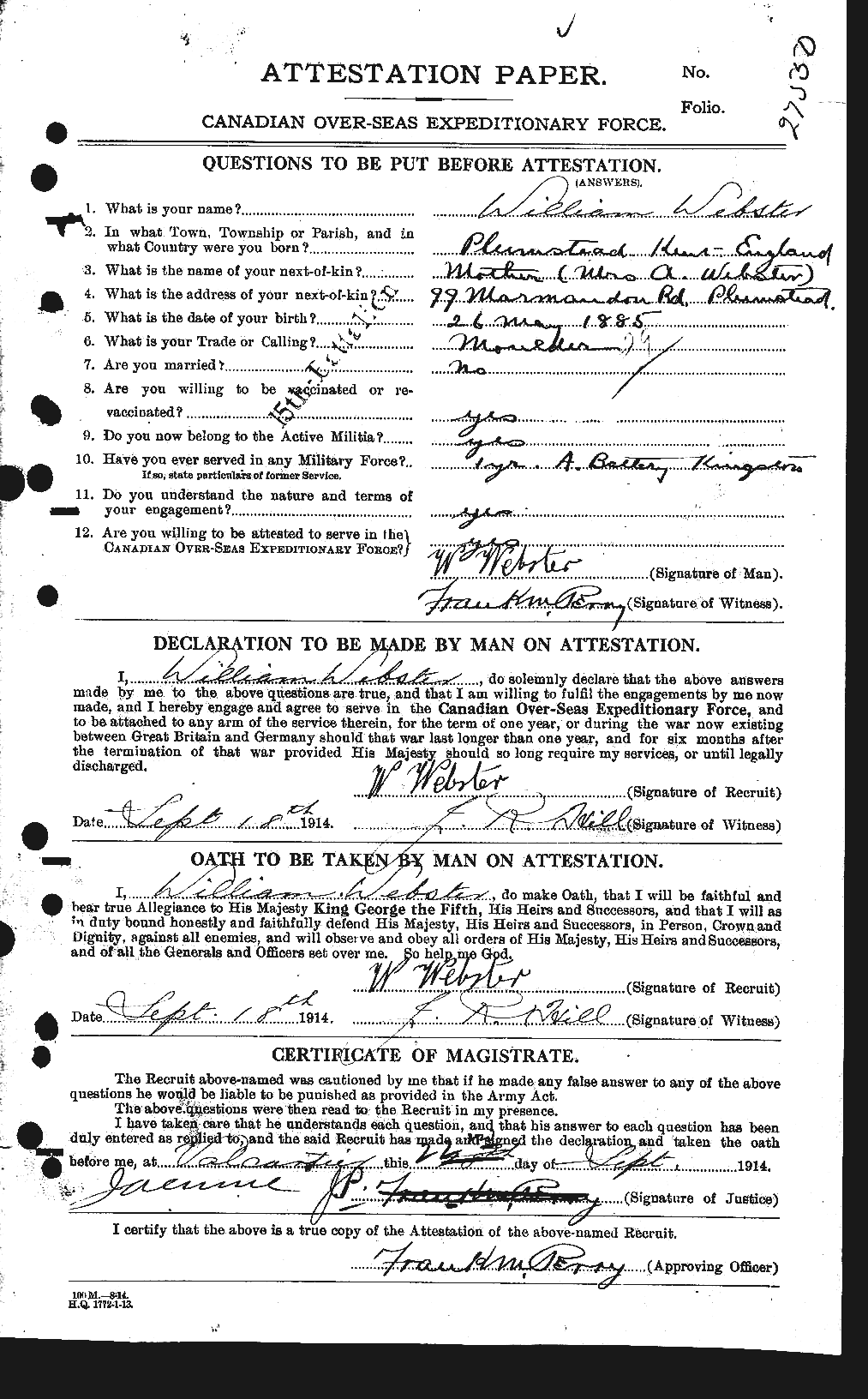 Personnel Records of the First World War - CEF 662008a