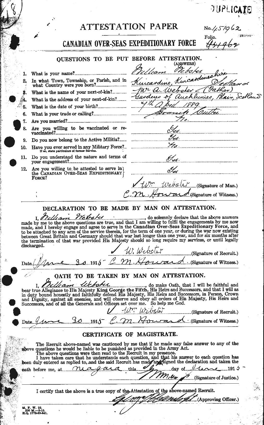 Personnel Records of the First World War - CEF 662013a
