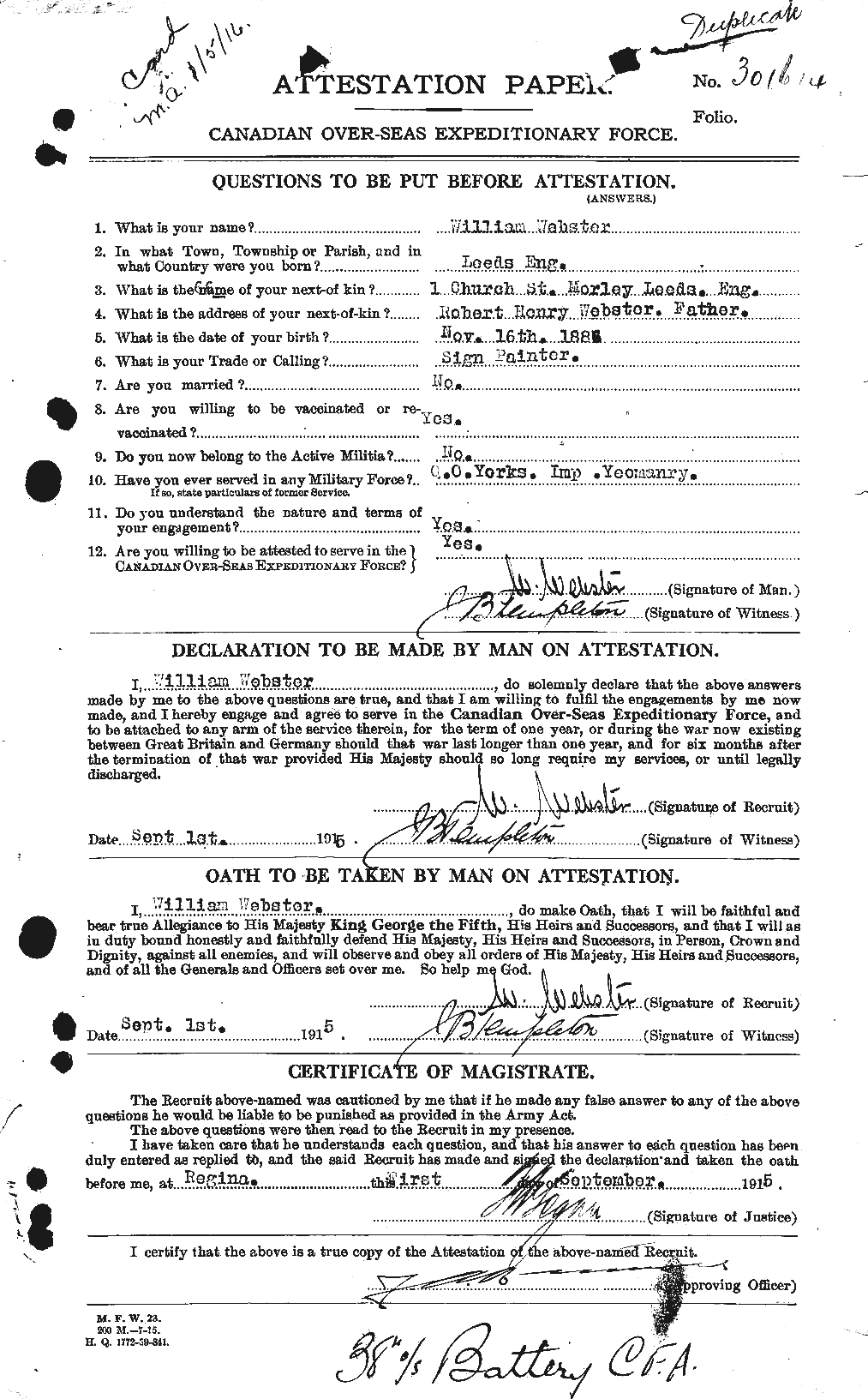 Personnel Records of the First World War - CEF 662021a