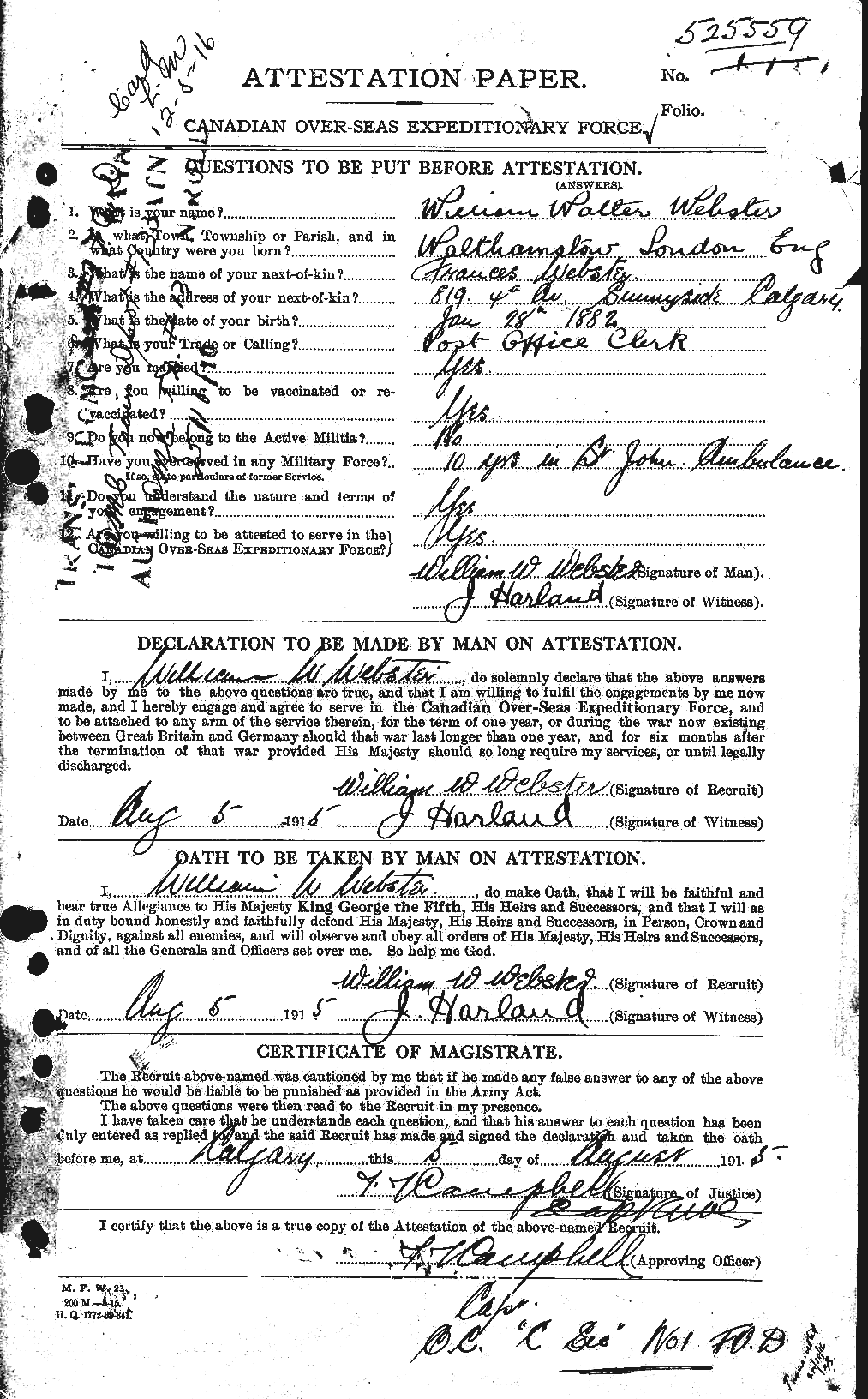 Personnel Records of the First World War - CEF 662039a