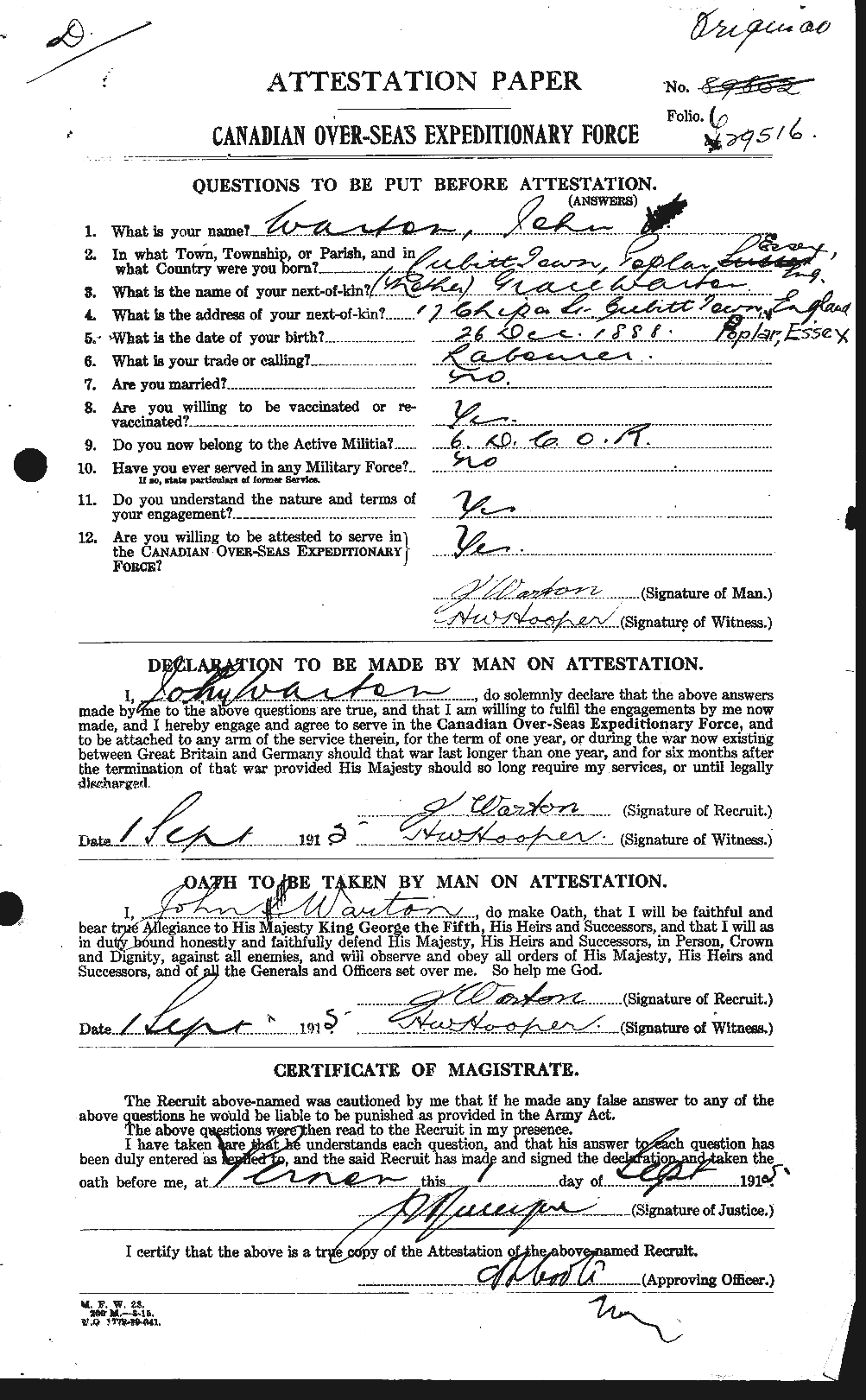 Personnel Records of the First World War - CEF 662610a