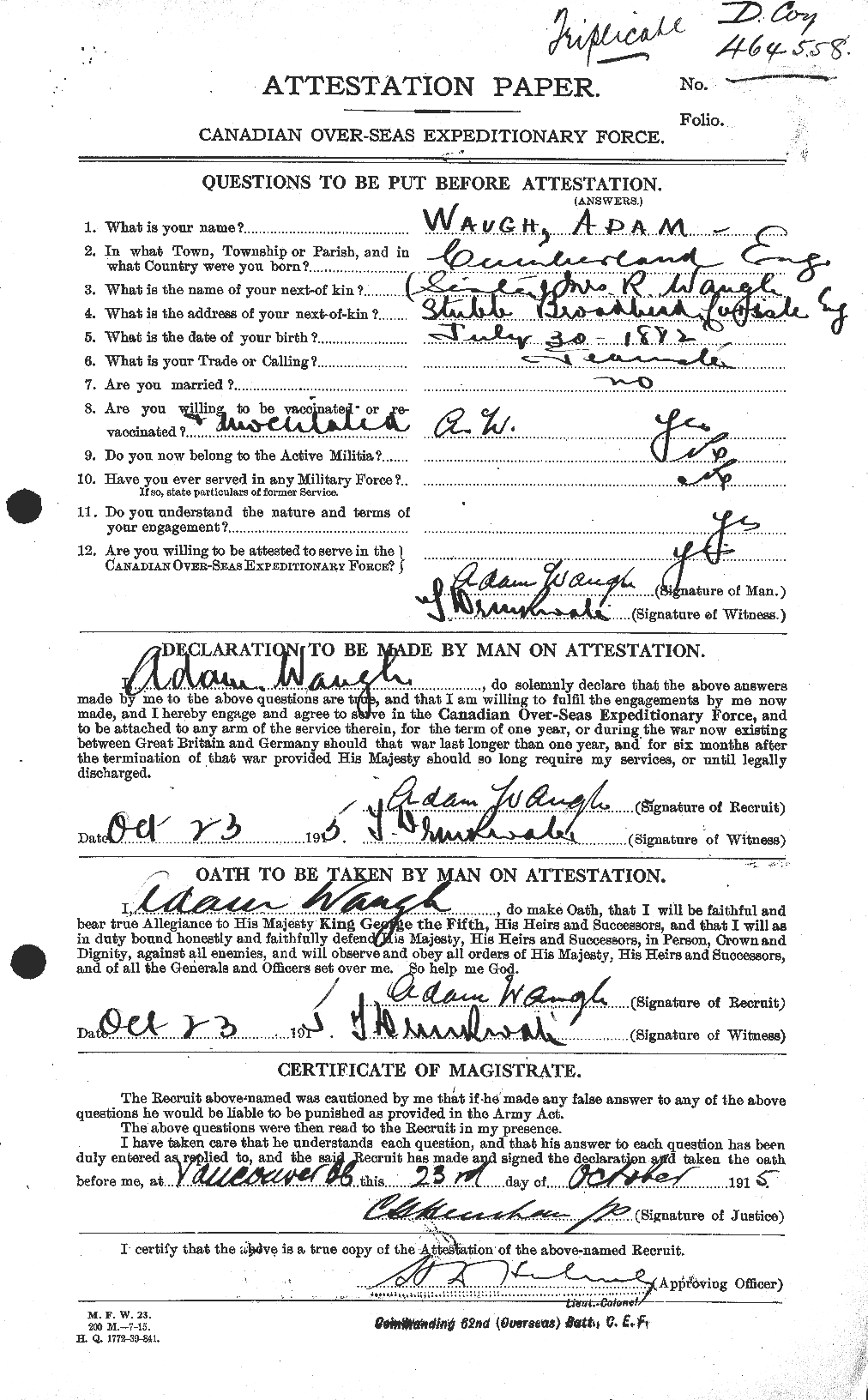 Personnel Records of the First World War - CEF 662972a