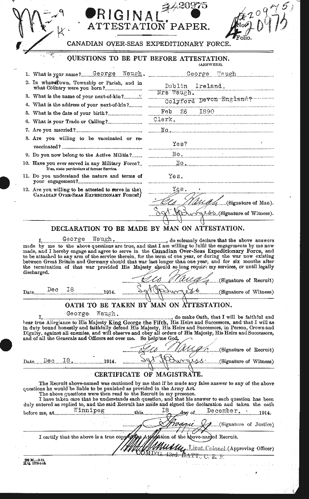 Personnel Records of the First World War - CEF 662991a