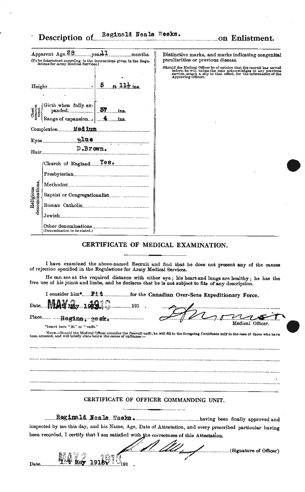 Dossiers du Personnel de la Première Guerre mondiale - CEC 663523b
