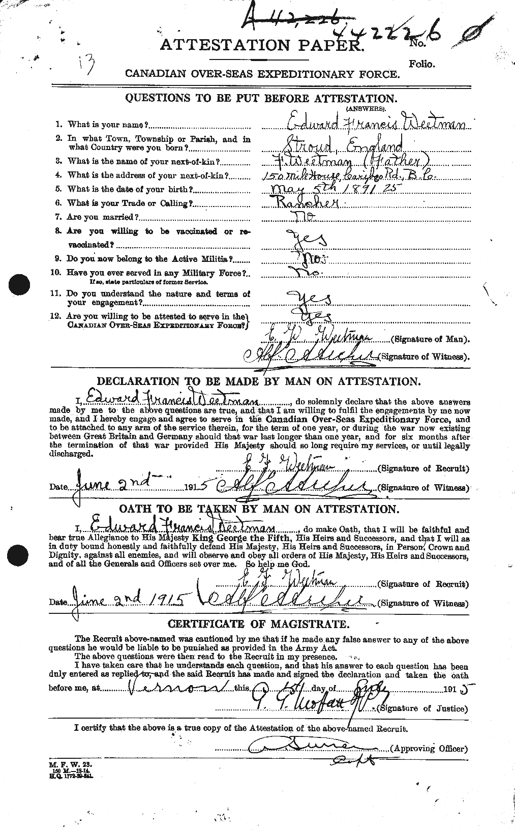 Personnel Records of the First World War - CEF 663568a