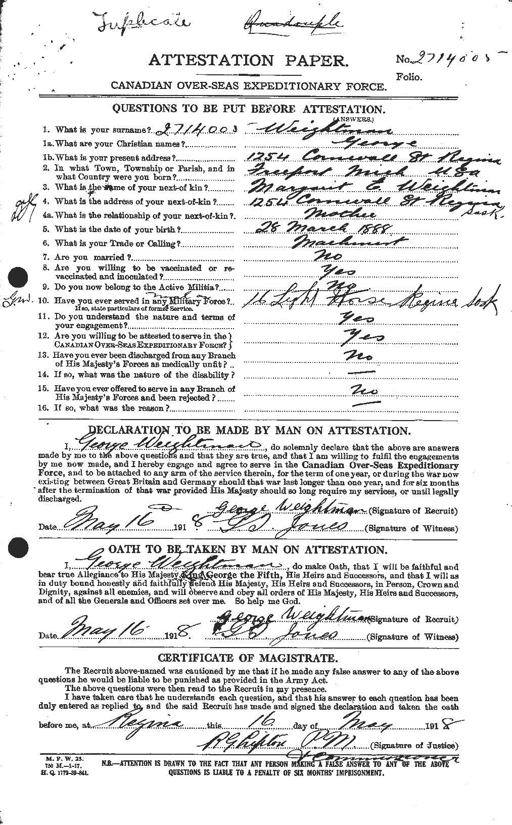 Personnel Records of the First World War - CEF 663638a