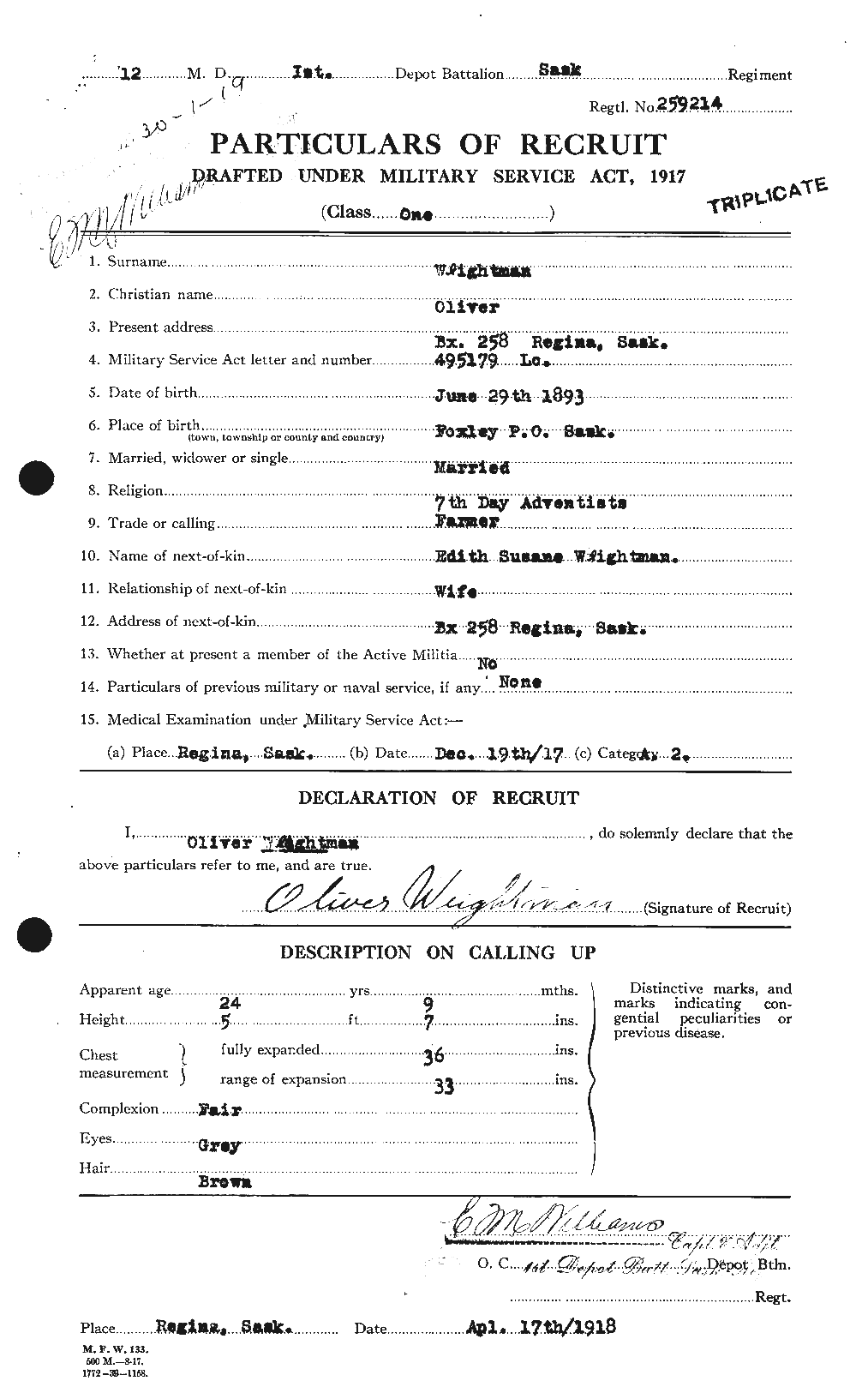Personnel Records of the First World War - CEF 663643a