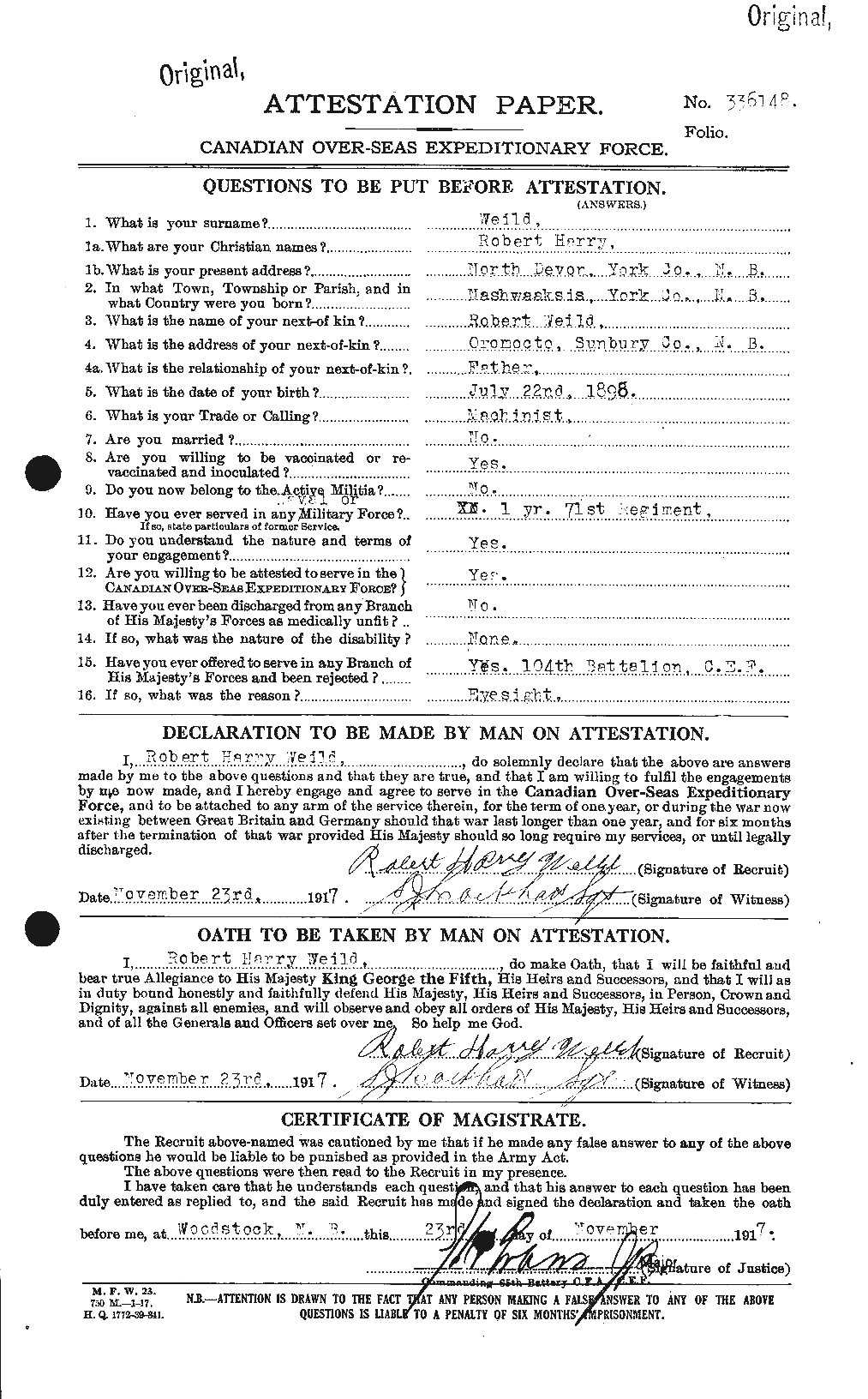 Personnel Records of the First World War - CEF 663663a