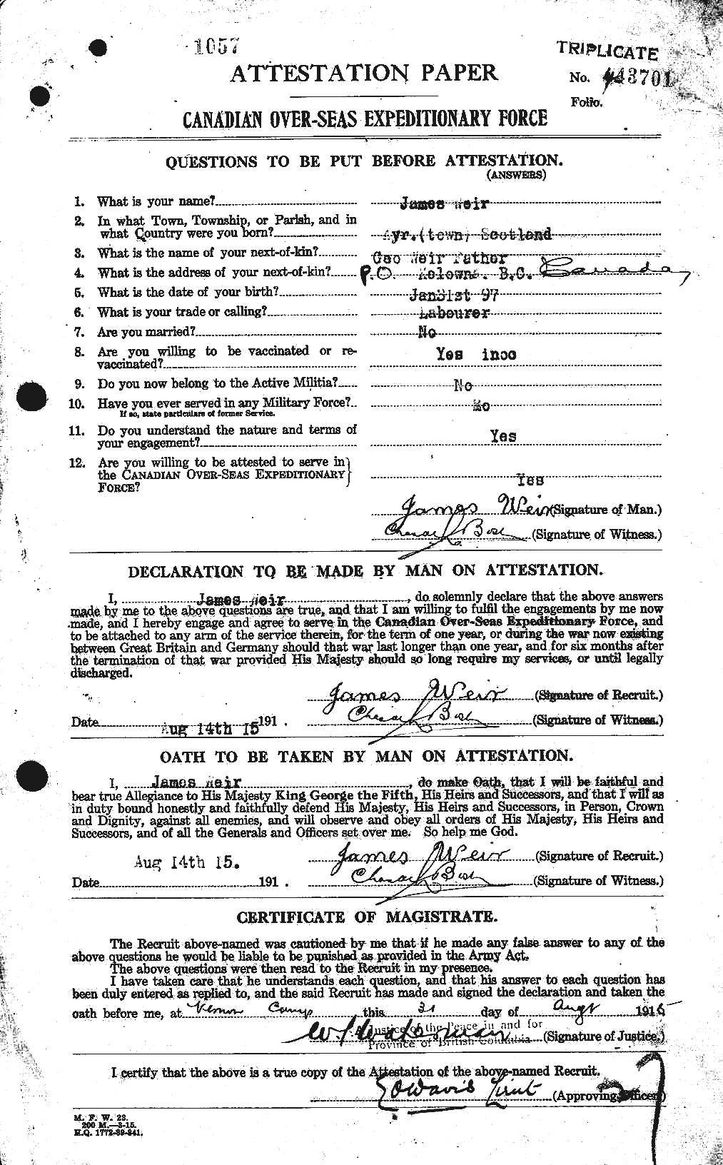 Personnel Records of the First World War - CEF 663851a