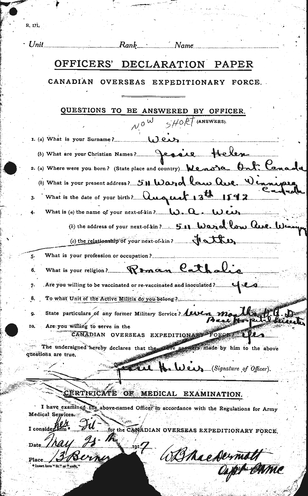 Personnel Records of the First World War - CEF 663863a