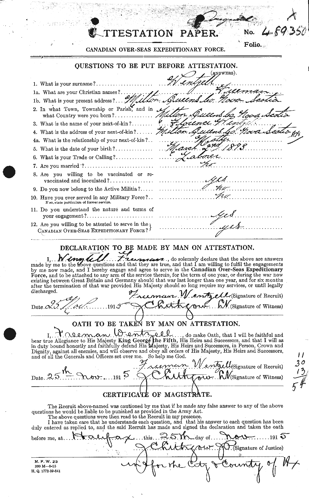 Personnel Records of the First World War - CEF 664650a