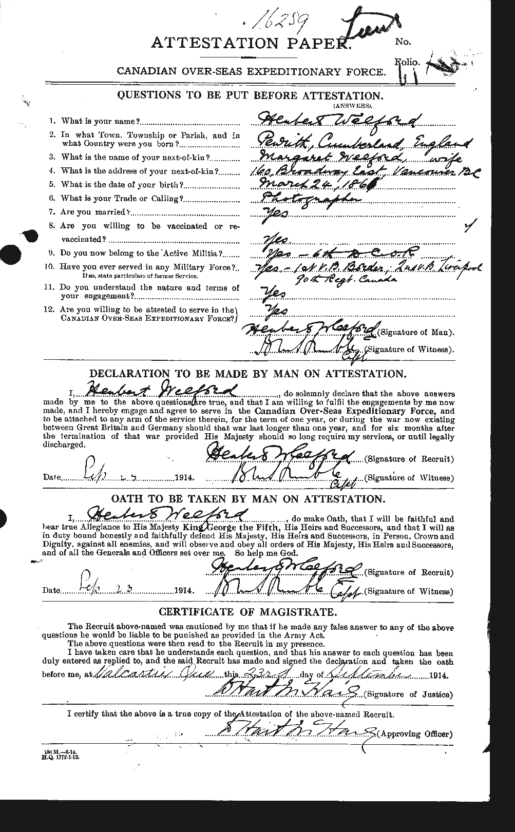 Personnel Records of the First World War - CEF 664810a