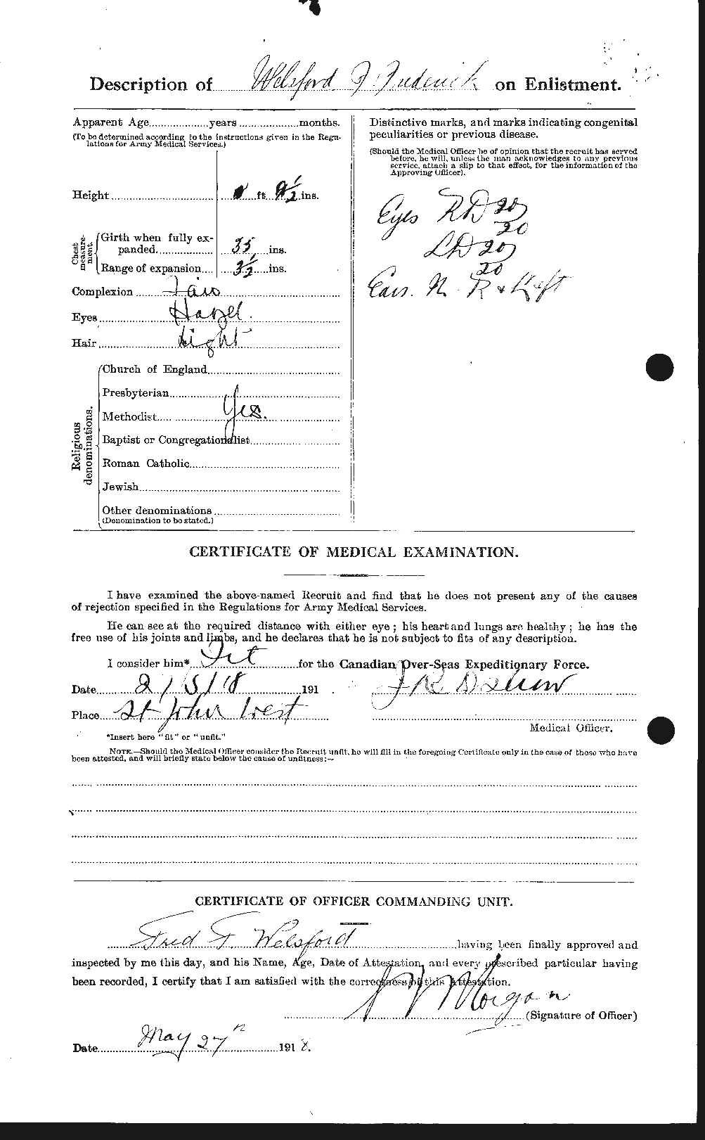 Dossiers du Personnel de la Première Guerre mondiale - CEC 665402b