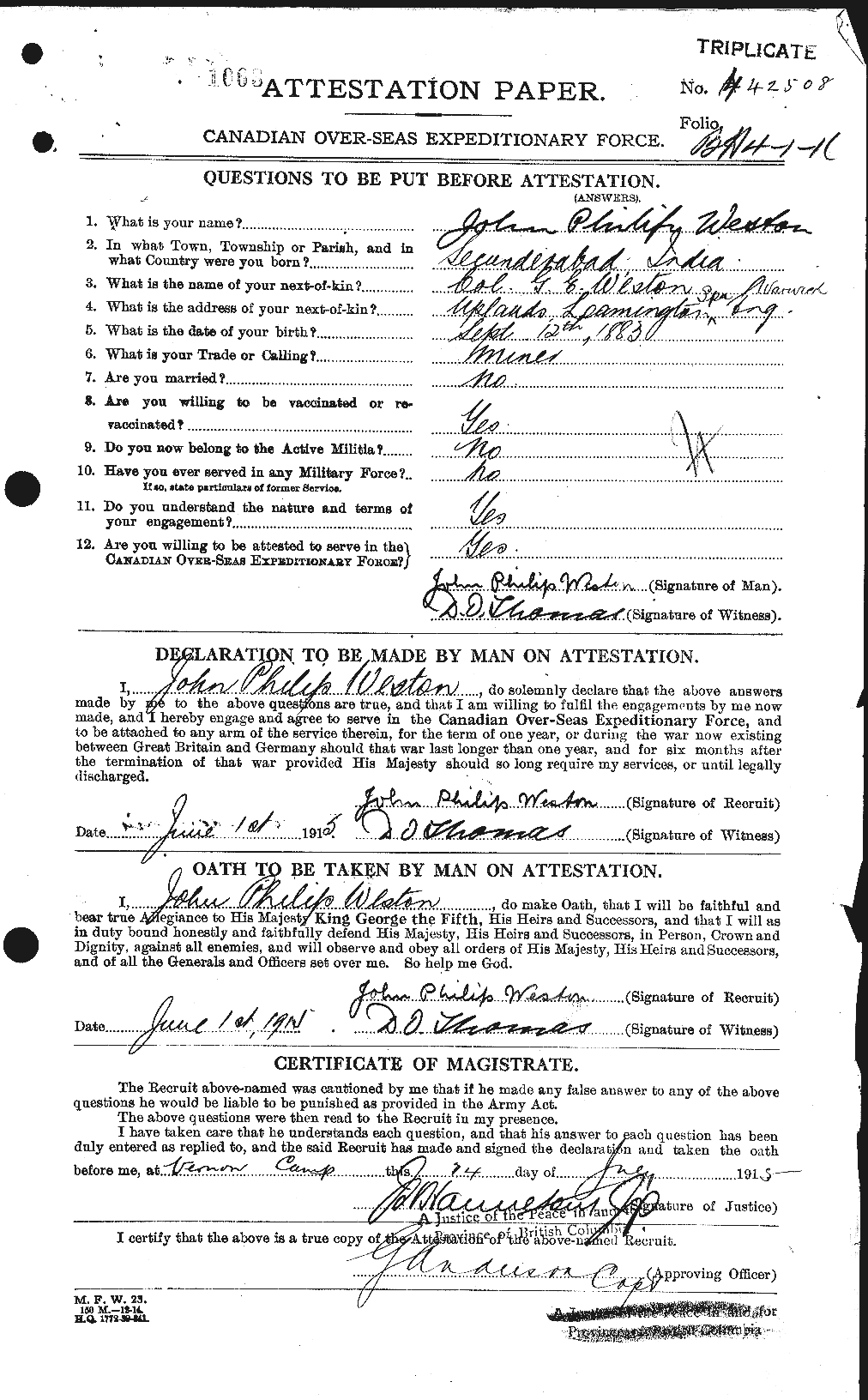 Personnel Records of the First World War - CEF 665776a