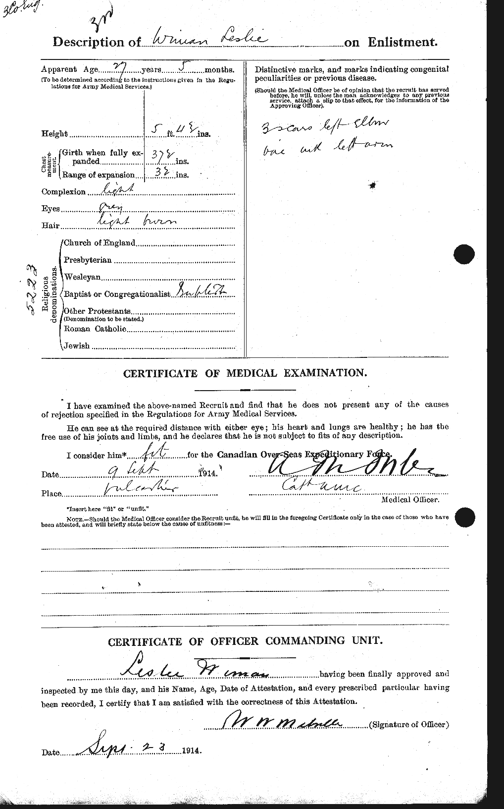 Dossiers du Personnel de la Première Guerre mondiale - CEC 667174b