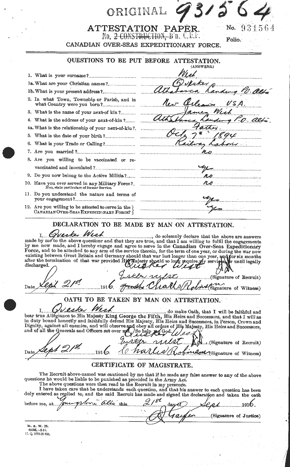 Personnel Records of the First World War - CEF 667890a