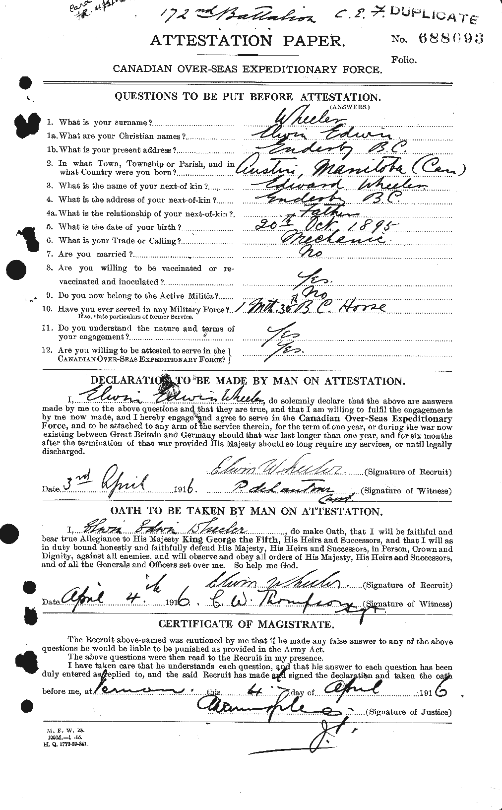 Personnel Records of the First World War - CEF 668562a