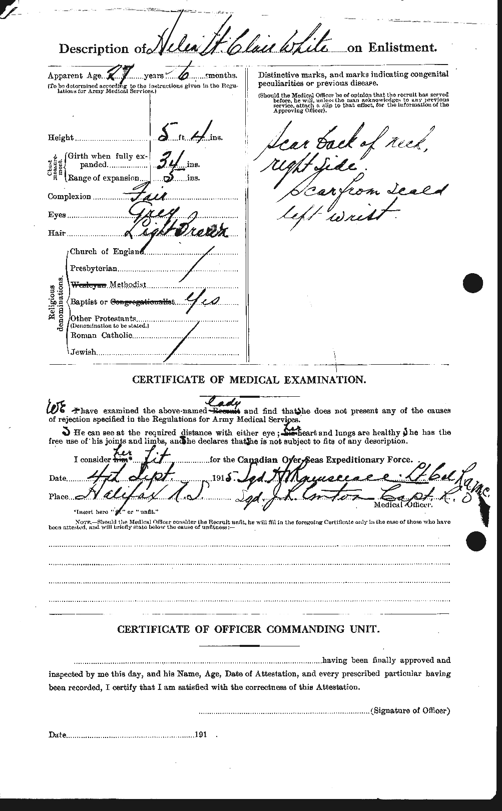 Dossiers du Personnel de la Première Guerre mondiale - CEC 669632b