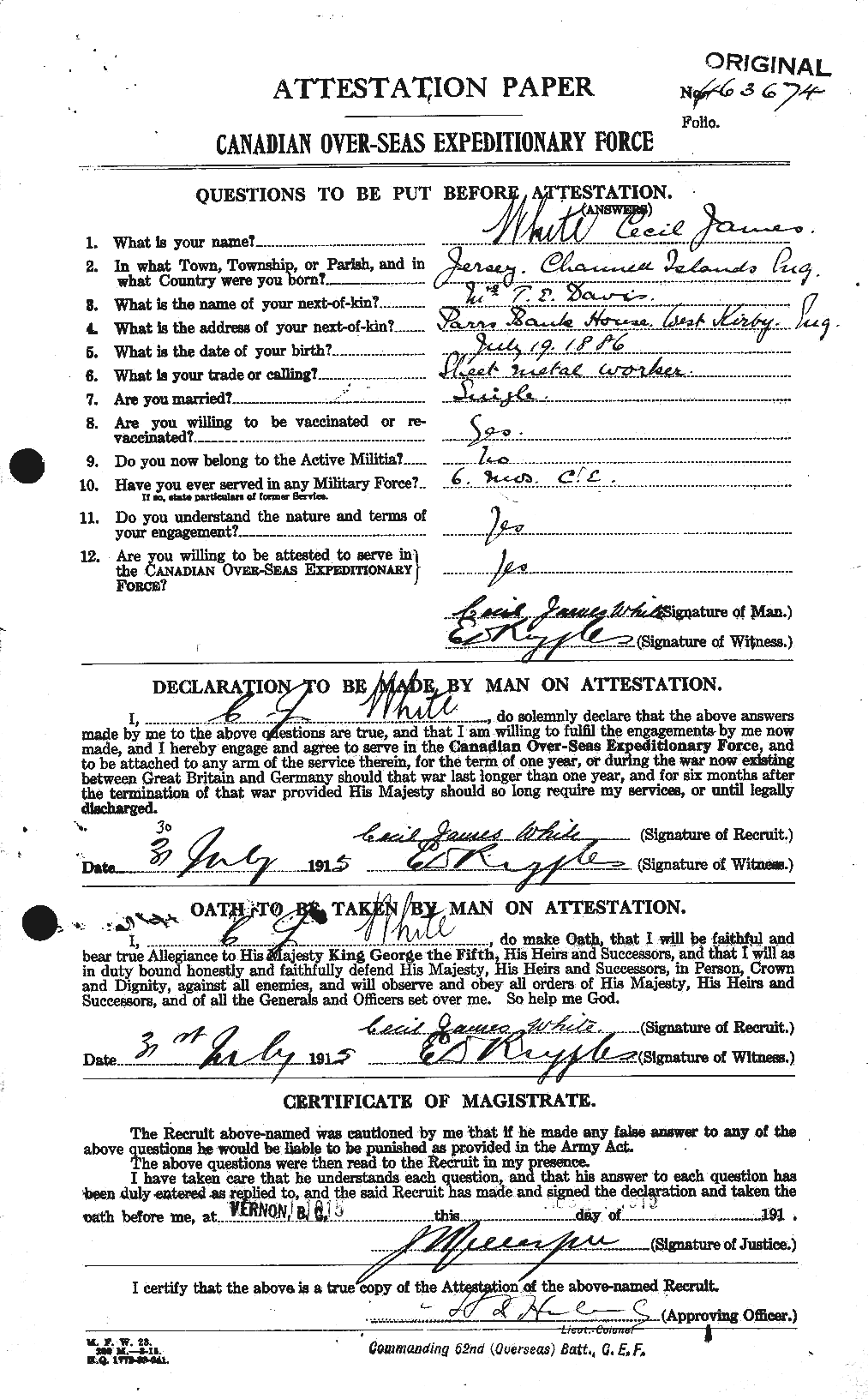 Personnel Records of the First World War - CEF 669891a