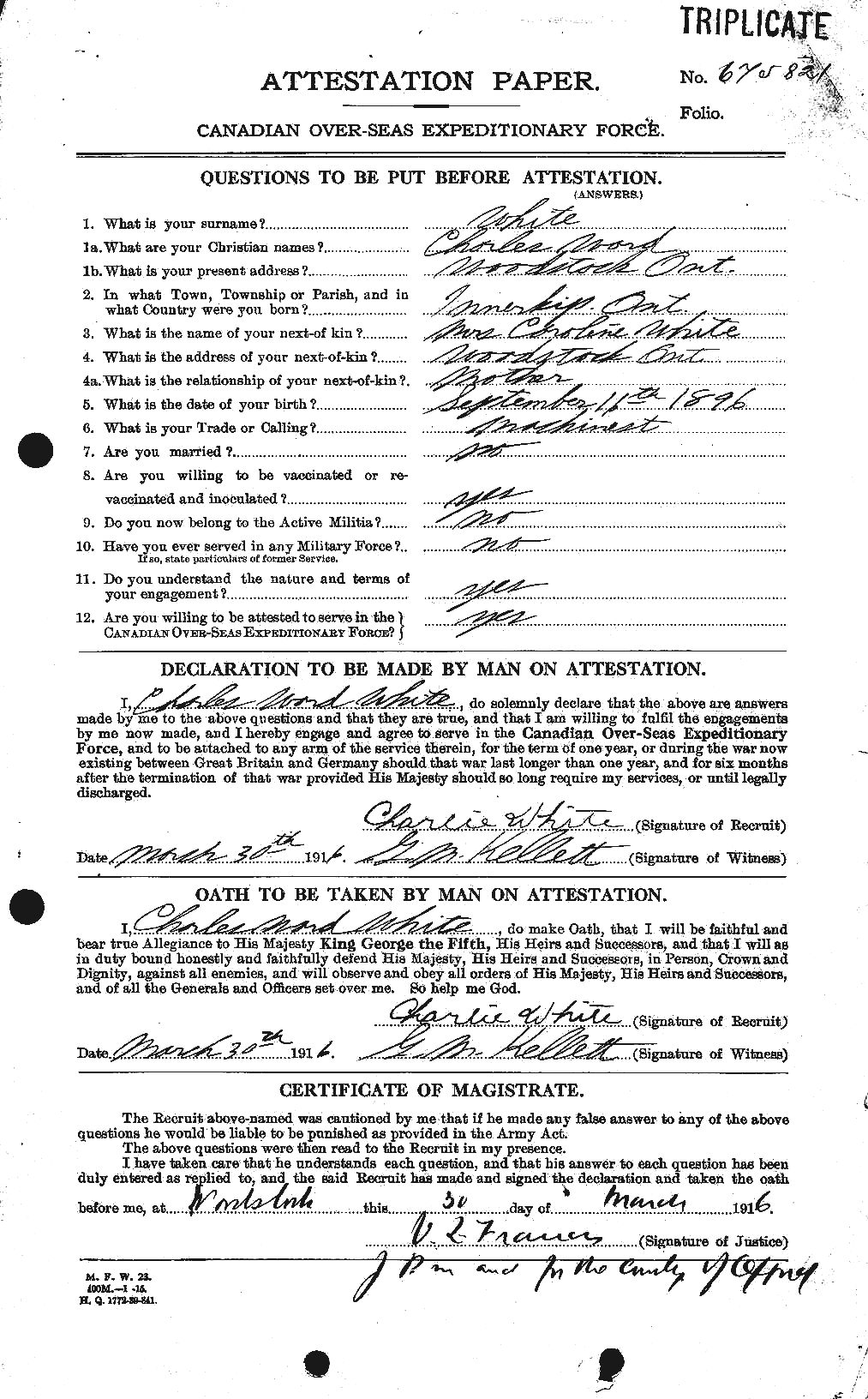 Personnel Records of the First World War - CEF 669965a