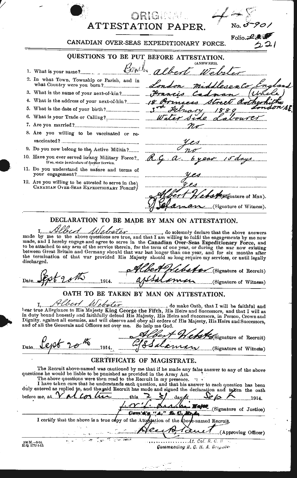 Personnel Records of the First World War - CEF 670226a